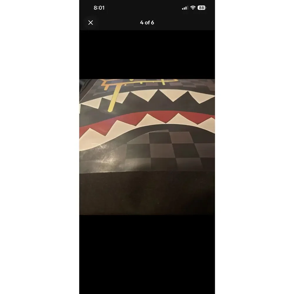 Black Shark Mouth & Crown Graphic Backpack Streetwear